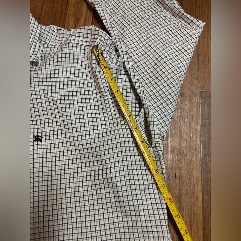 Burberry White and Blue Checkered Button Down Shirt - Picture 8 of 8